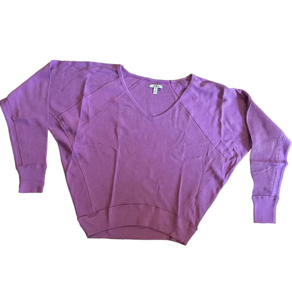 NWT Free People Thermal‎ Womens Small Mulberry Santa Clara Shirt Top V Neck